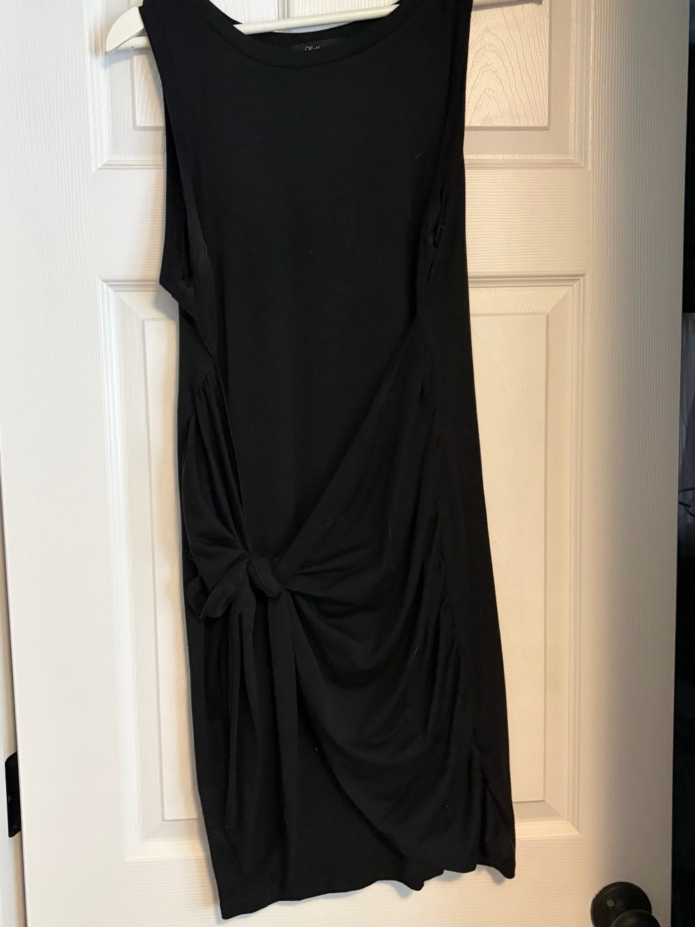 Sleeveless Black Knot-Front Dress